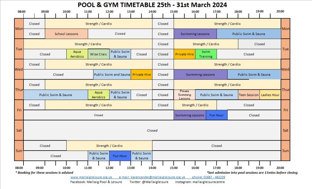 Timetables – Mallaig Pool & Leisure